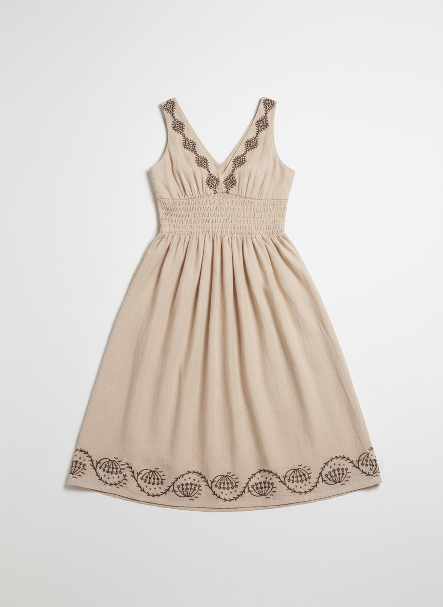 The Black Hand-Block Tiered Cotton Dress