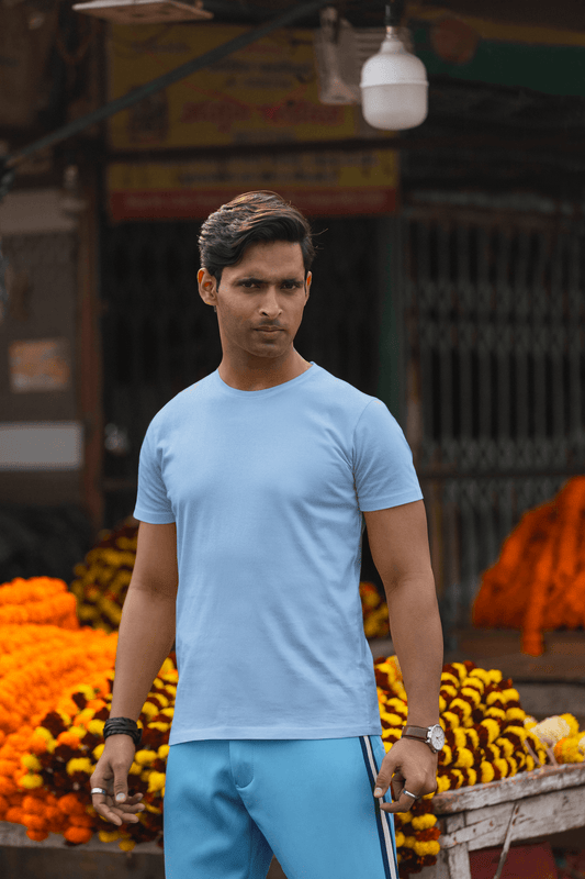 Classic Baby Blue Crew Neck T-Shirt – Unisex