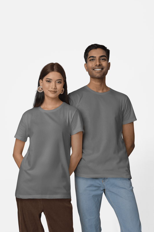 Classic Charcoal Melange Crew Neck T-Shirt – Unisex