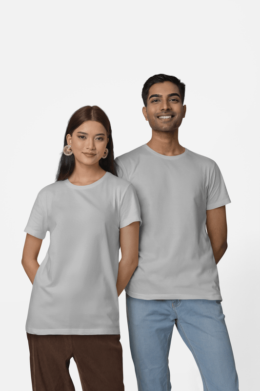 Classic Grey Melange Crew Neck T-Shirt – Unisex