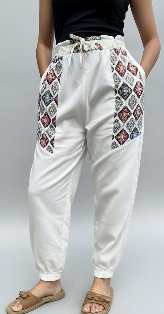 Casual Cotton Hopper Pants with Woven Pockets for Women