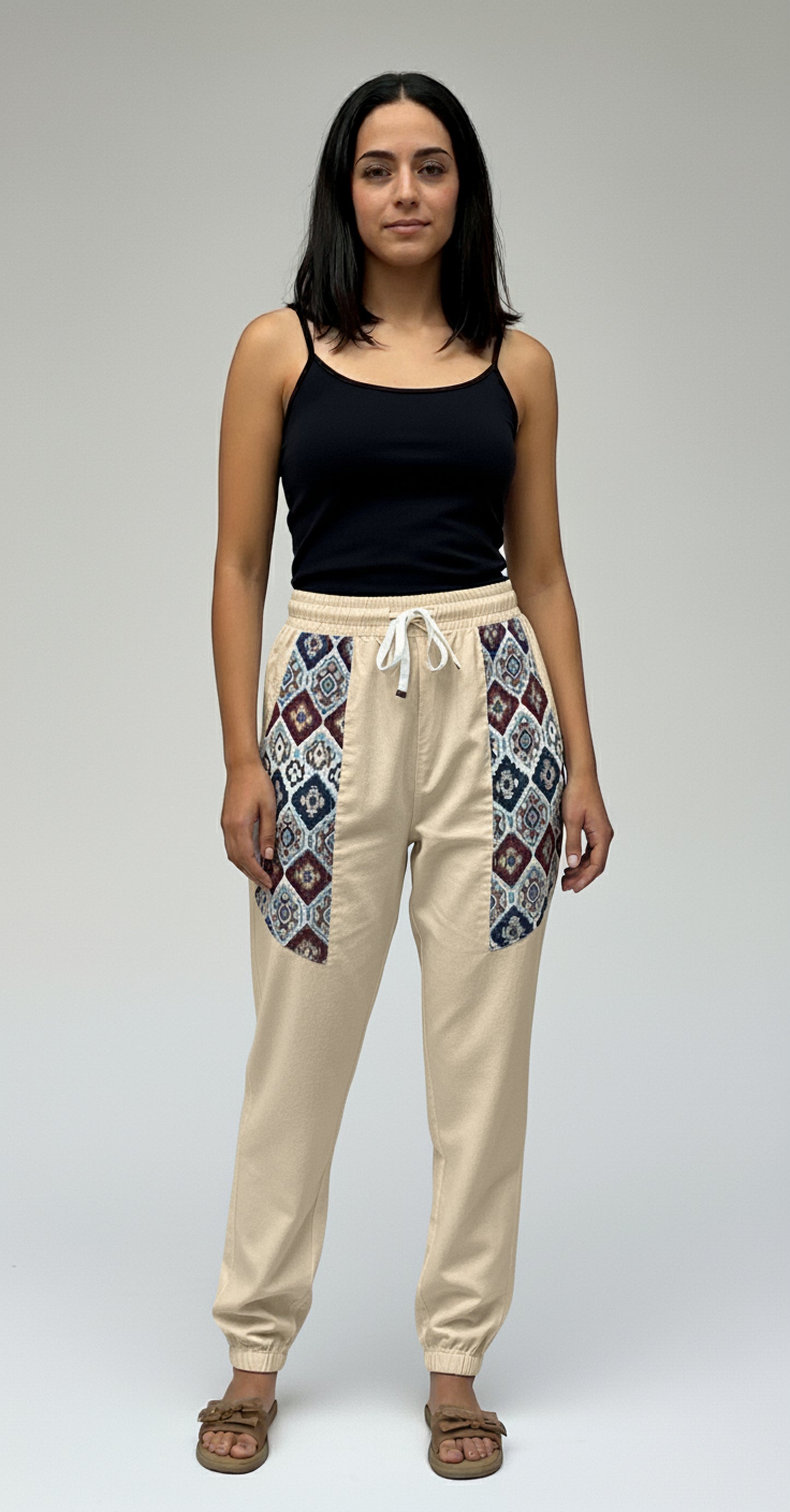 Casual Cotton Hopper Pants with Woven Pockets for Women