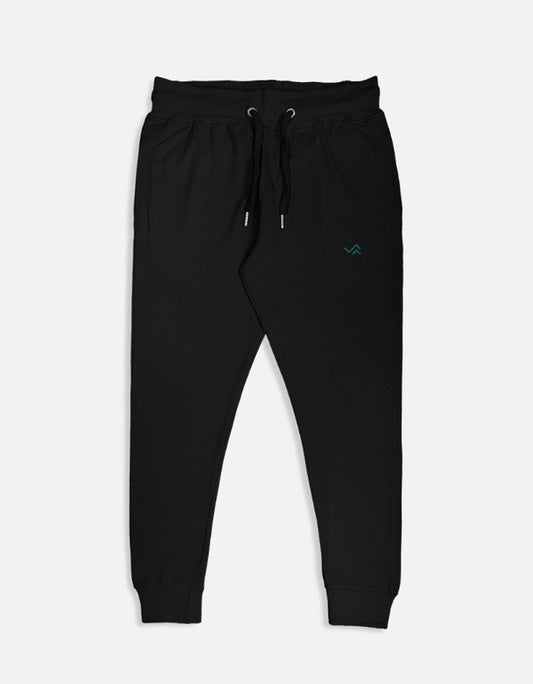 Black melange unisex 100% cotton joggers with ribbed cuffs by Entimessi