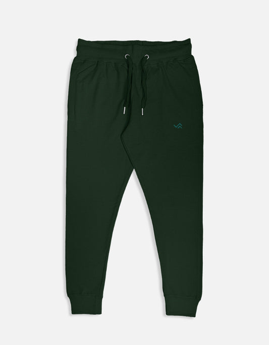 Bottle green unisex 100% cotton joggers with ribbed cuffs by Entimessi