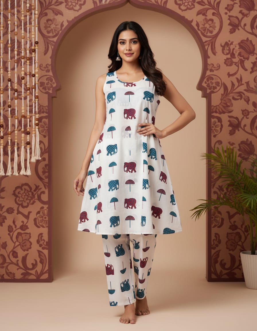 Entimessi Entimessi Rust Peacock-Embroidered Short Kurta Co-ord Set Kurta Set Co-ord Cotton Embroidered Ethnic Kurta Set Kurta Set Round Neck Rust Womenswear