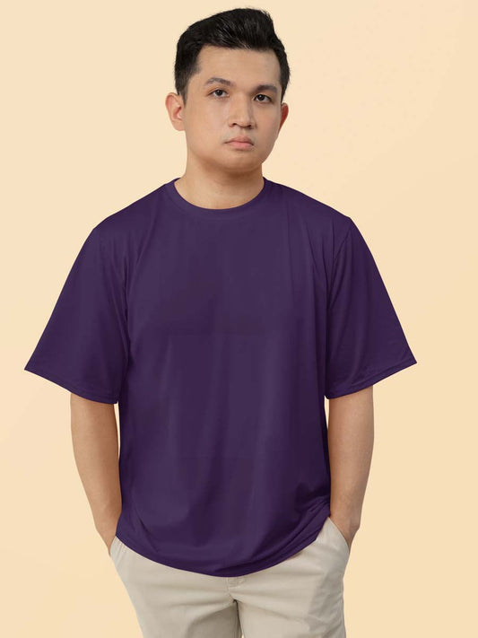 Unisex Cotton Blend Basic Purple T-Shirt