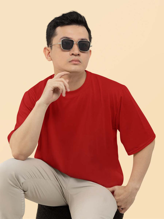 Unisex Cotton Blend Basic Cherry Red T-Shirt