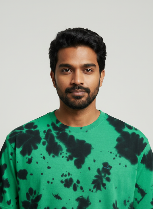 Entimessi Heavyweight Oversized Tie-Dye Tee – Acid Green & Onyx Black Unisex Oversized Graphic T-shirts 260 GSM bio-washed breathable Cotton Blend Entimessi fabric:cotton-blend fit:oversized Graphic T-shirts Half Sleeves loungewear Lycra Rib Neck made in India Men menu:oversized neck:crew new Oversize T-shirts pre-shrunk Round Neck streetwear T-shirts Tie Dye Tie Dye Oversized T-Shirts Unisex Unisex Fit Unisex Oversized Graphic T-shirts Women