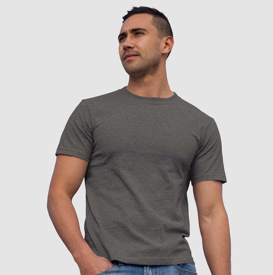 Unisex Cotton Blend Basic Black Melange T-Shirt