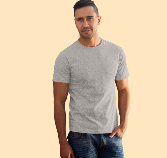 Unisex Cotton Blend Basic Grey Melange T-Shirt