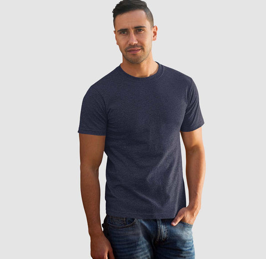 Unisex Cotton Blend Basic Navy Melange T-Shirt