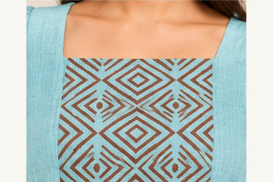 Aqua Hand Block Printed Wrap Crop Top