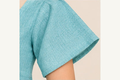 Aqua Hand Block Printed Wrap Crop Top