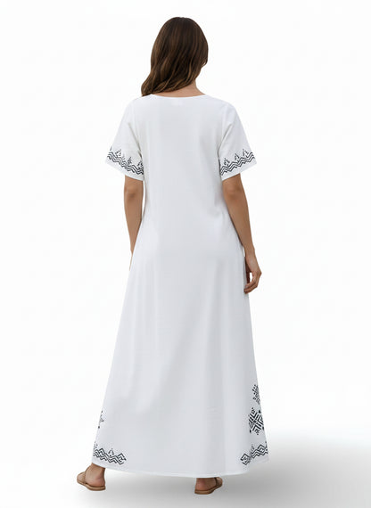 The Floral Hand-Block Cotton Dress