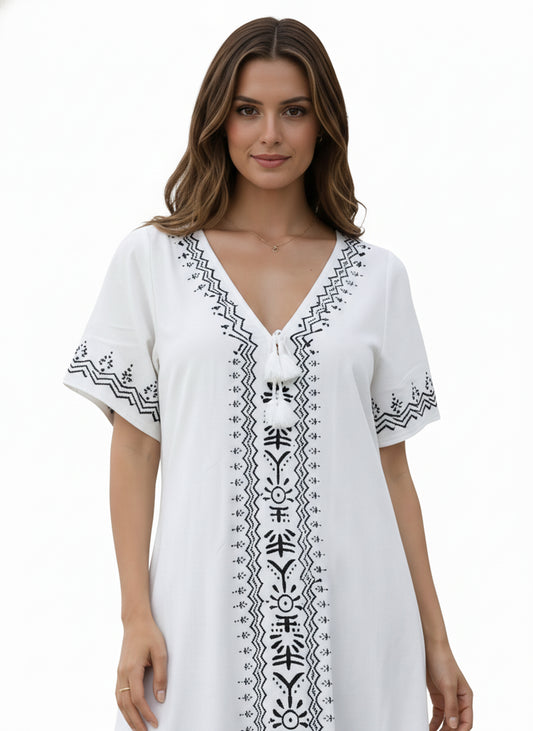 The Floral Hand-Block Cotton Dress