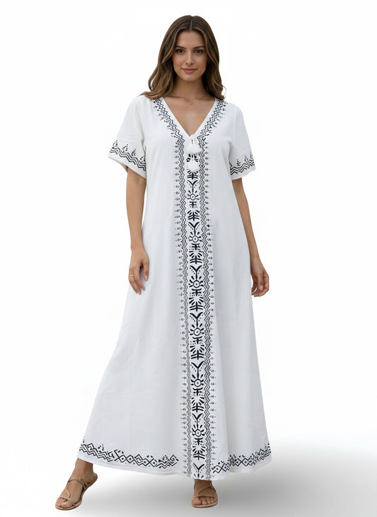 The Floral Hand-Block Cotton Dress
