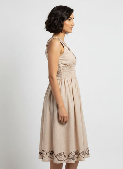 The Black Hand-Block Tiered Cotton Dress
