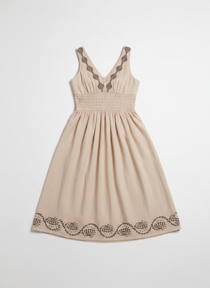 The Black Hand-Block Tiered Cotton Dress