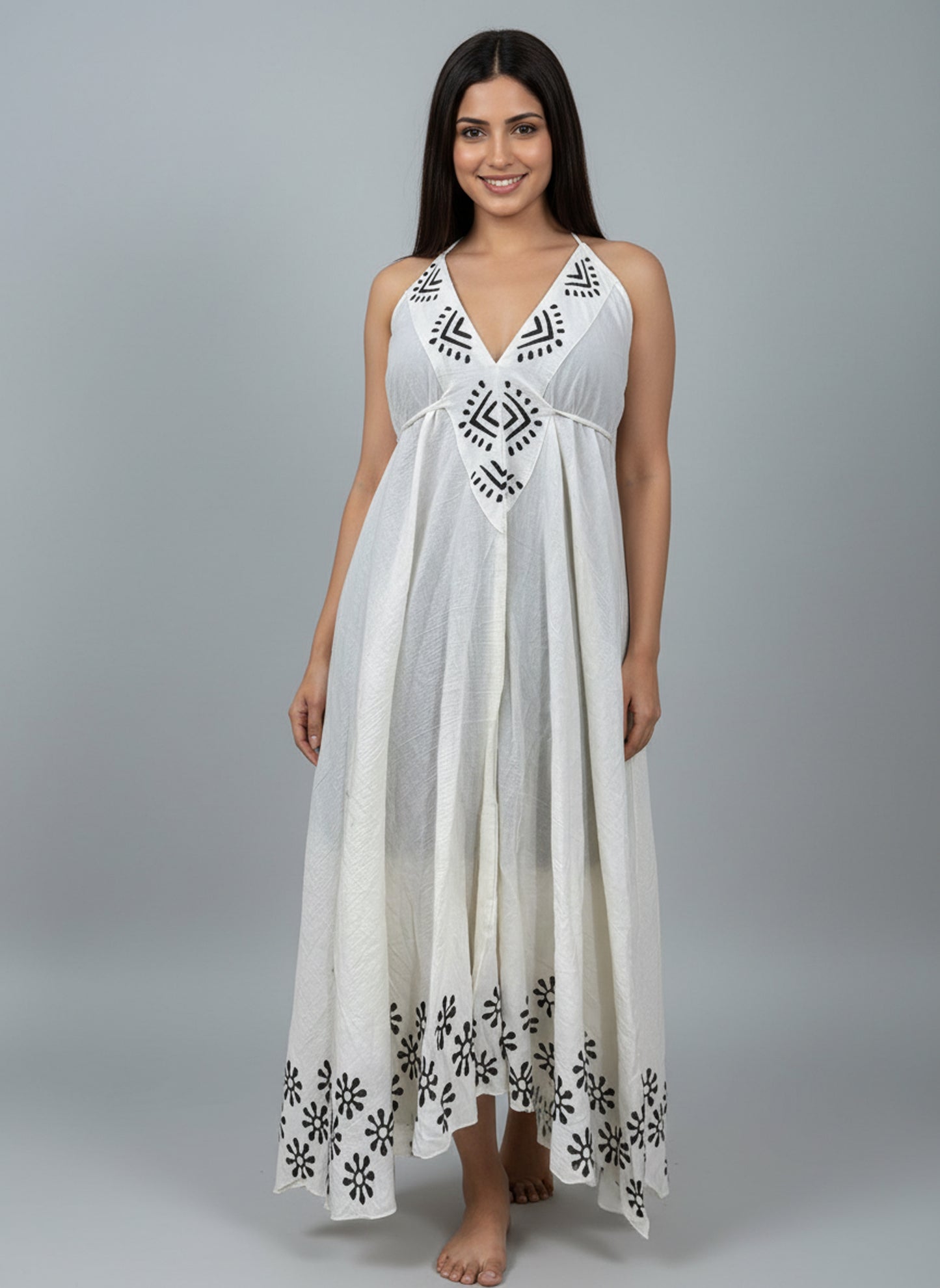 The Indigo Tiered Cotton Maxi Dress