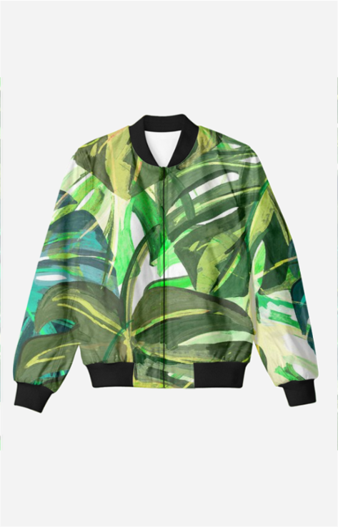 Entimessi The Green Leaves - Unisex Printed Bomber Jacket with Pockets Bomber Jackets 5XL All-Over-Print AOP bomber jacket Casual Wear college wear Digital Print fleece bomber jacket gender-neutral clothing jacket outerwear pocket bomber jacket Printed ribbed cuffs and hem street style bomber jacket streetwear Top trendy bomber jacket trendy clothing Unisex Unisex bomber jacket unisex fashion urban fashion zipper closure