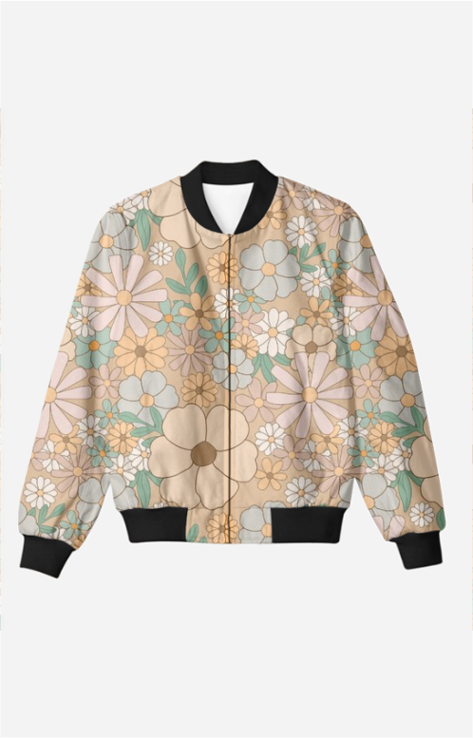 Entimessi Floral Paradise - Unisex Printed Bomber Jacket with Pockets Bomber Jackets 5XL All-Over-Print AOP bomber jacket Casual Wear college wear Digital Print fleece bomber jacket gender-neutral clothing jacket outerwear pocket bomber jacket Printed ribbed cuffs and hem street style bomber jacket streetwear Top trendy bomber jacket trendy clothing Unisex Unisex bomber jacket unisex fashion urban fashion zipper closure