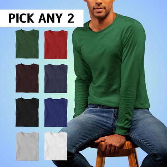 Pick Any 2: Unisex Cotton Full-sleeve T-Shirts