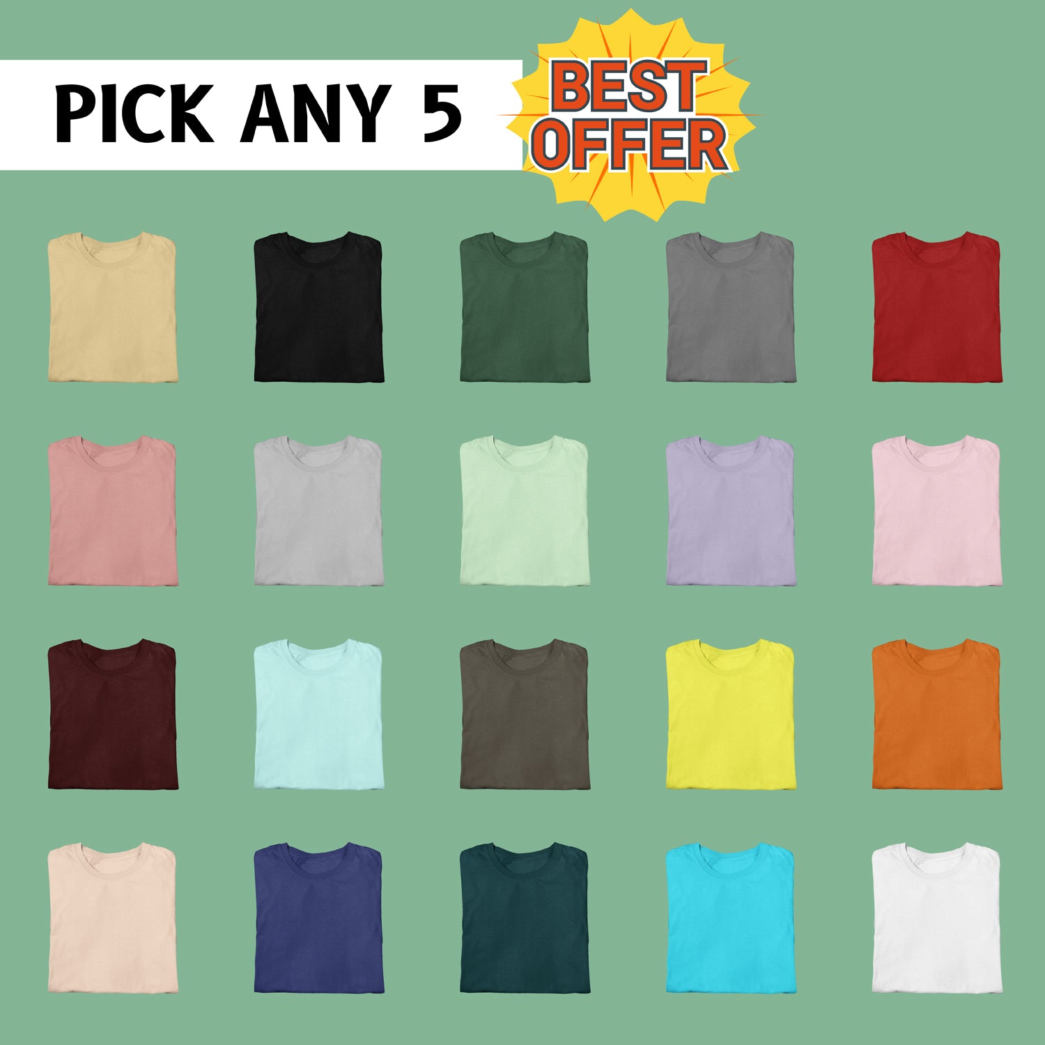 Entimessi Pick Any 5 - Plus Size Solid Cotton T-Shirts - Perfect Fit, Value Pack T-shirts Combo Affordable breathable t-shirts bulk buy Casual Wear Classic style college wear combo pack Comfortable comfortable clothing Contemporary style Cotton cotton t-shirts daily wear Half Sleeves High quality Men's T-shirt men's t-shirts Occasion wear Office wear outerwear perfect fit plus size t-shirts Regular Fit Round Neck solid colors T-shirts Top Unisex unisex fashion value pack women's t-shirts