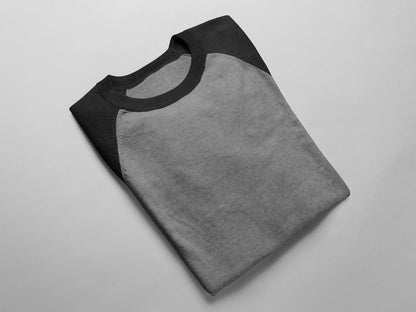 Black & Charcoal Grey Raglan Sleeve T-shirt for Men - 100% Cotton, Super Soft