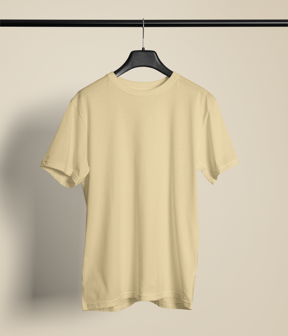 Entimessi Unisex Regular Fit T-Shirt - Cotton, Bio-Washed (Jade) Plain T-shirts Beige Casual Wear Cotton Rapi-T-shirts Regular Fit Round Neck Short Sleeves Solid Color T-shirts T-shirts Top Unisex