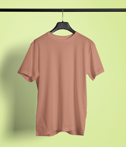 Entimessi Unisex Regular Fit T-Shirt - Cotton, Bio-Washed (Peach) Plain T-shirts Copper Casual Wear Cotton Rapi-T-shirts Regular Fit Round Neck Short Sleeves Solid Color T-shirts T-shirts Top Unisex