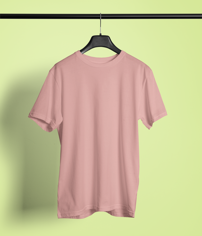 Entimessi Unisex Regular Fit T-Shirt - Cotton, Bio-Washed (Peach) Plain T-shirts Flamingo Casual Wear Cotton Rapi-T-shirts Regular Fit Round Neck Short Sleeves Solid Color T-shirts T-shirts Top Unisex