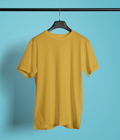 Entimessi Unisex Regular Fit T-Shirt - Cotton, Bio-Washed (Yellow) Plain T-shirts Mustard Yellow Casual Wear Cotton Rapi-T-shirts Regular Fit Round Neck Short Sleeves Solid Color T-shirts T-shirts Top Unisex