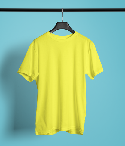 Entimessi Unisex Regular Fit T-Shirt - Cotton, Bio-Washed (Yellow) Plain T-shirts New Yellow Casual Wear Cotton Rapi-T-shirts Regular Fit Round Neck Short Sleeves Solid Color T-shirts T-shirts Top Unisex