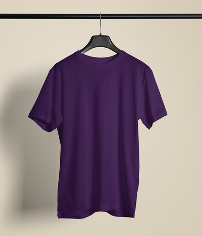 Entimessi Unisex Regular Fit T-Shirt - Cotton, Bio-Washed (Jade) Plain T-shirts Purple Casual Wear Cotton Rapi-T-shirts Regular Fit Round Neck Short Sleeves Solid Color T-shirts T-shirts Top Unisex