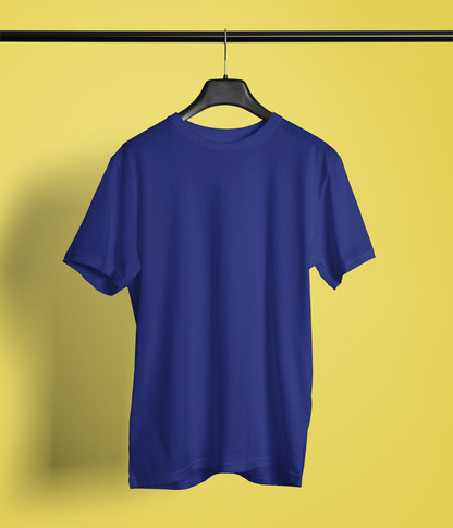 Entimessi Unisex Regular Fit T-Shirt - Cotton, Bio-Washed (Royal Blue) Plain T-shirts Royal Blue Casual Wear Cotton Rapi-T-shirts Regular Fit Round Neck Short Sleeves Solid Color T-shirts T-shirts Top Unisex