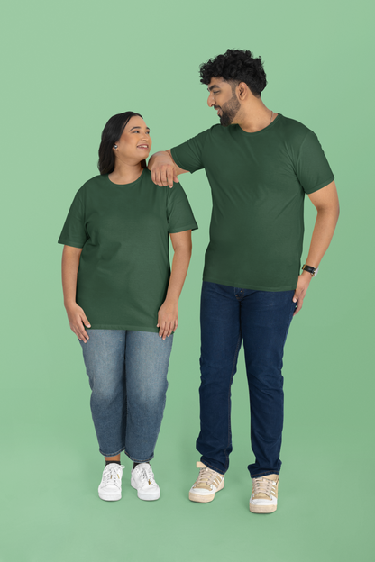 Entimessi Unisex Plus Size T-Shirt - Ultra-Soft Cotton, Bio-Washed (Bottle Green) Plus Size T-shirts Casual Wear Cotton Large Size Plus Size Rapi-T-shirts Regular Fit Round Neck Short Sleeves Solid Color T-shirts T-shirts Top Unisex