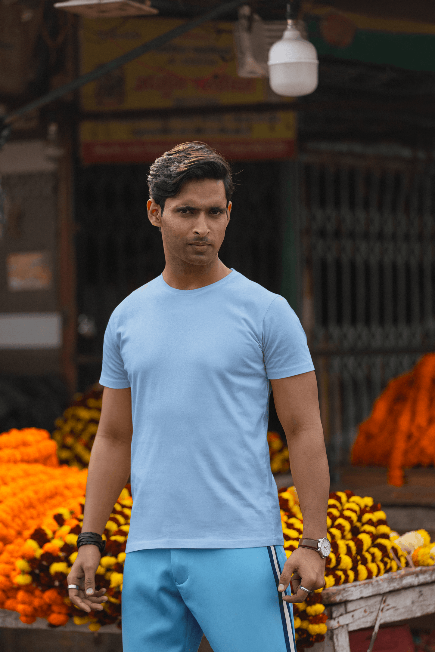 Classic Baby Blue Crew Neck T-Shirt – Unisex