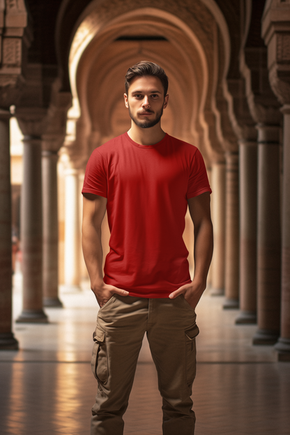 Entimessi Unisex Regular Fit T-Shirt - Cotton, Bio-Washed (Brick Red) Plain T-shirts Casual Wear Cotton Rapi-T-shirts Regular Fit Round Neck Short Sleeves Solid Color T-shirts T-shirts Top Unisex