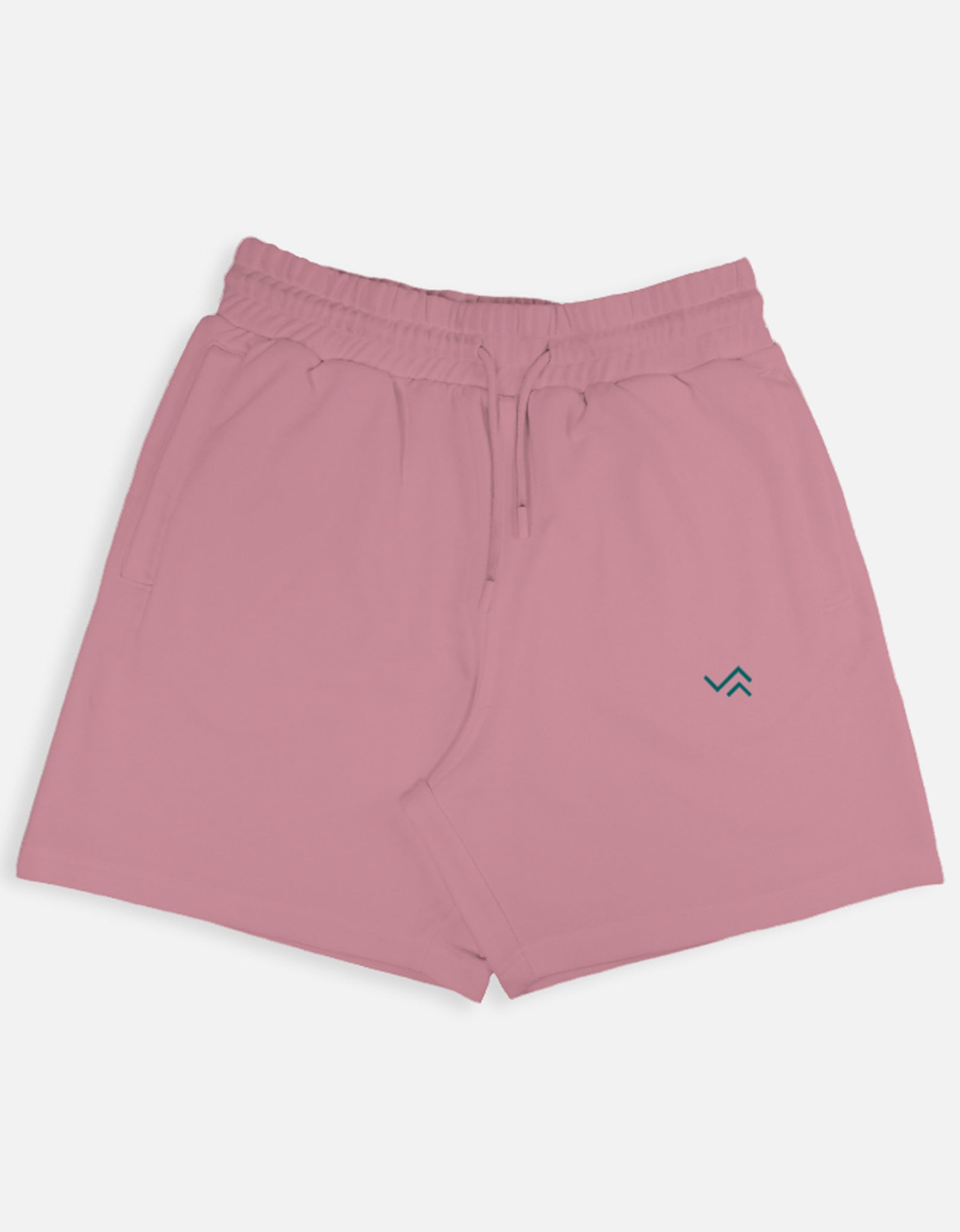 Pink shorts with a Entimessi logo on a white background
