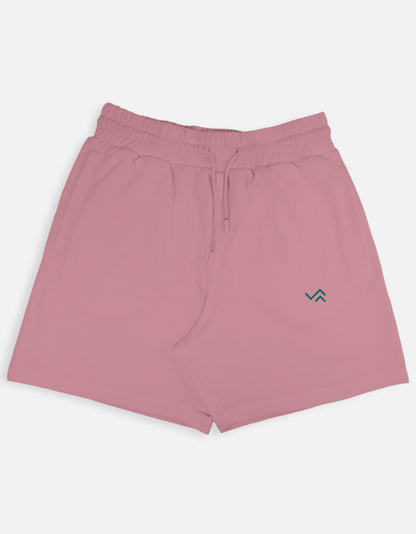 Pink shorts with a Entimessi logo on a white background