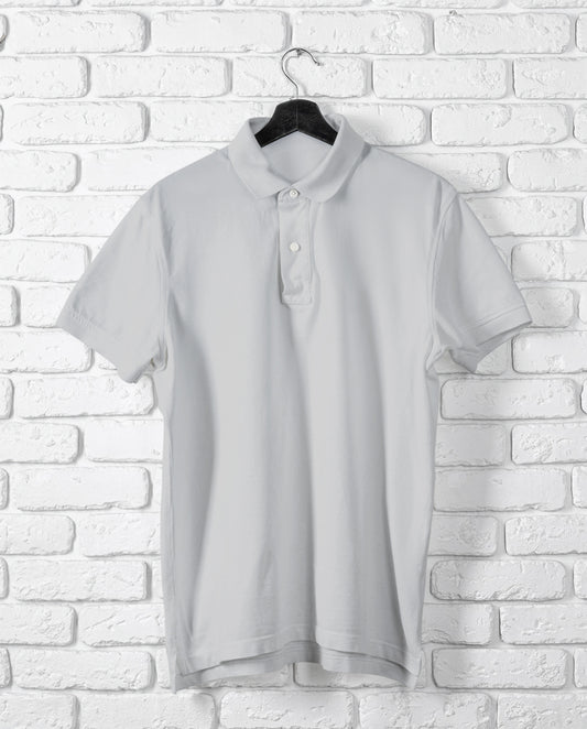 Unisex Grey Melange Cotton Polo T-Shirt