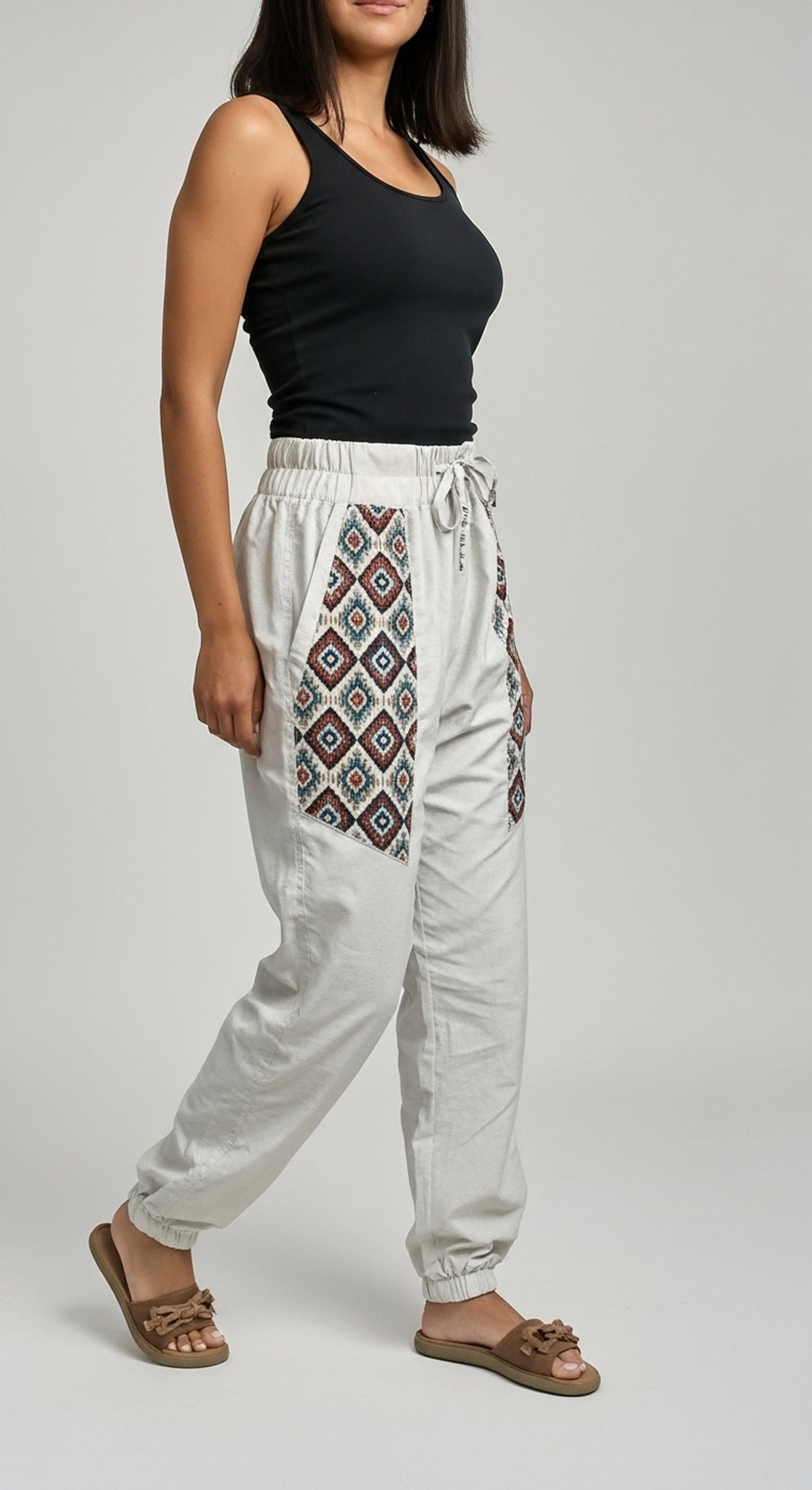 Casual Cotton Hopper Pants with Woven Pockets for Women