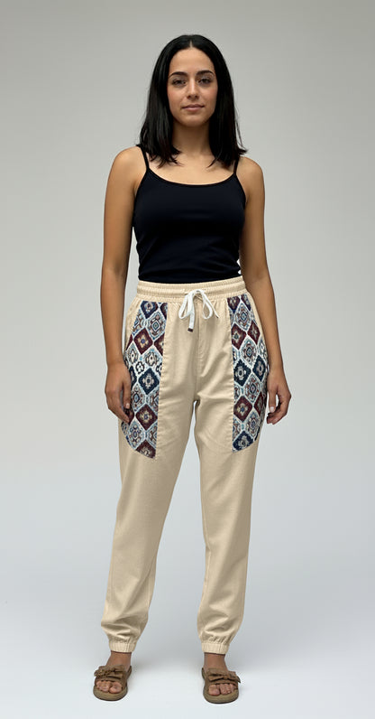 Casual Cotton Hopper Pants with Woven Pockets for Women