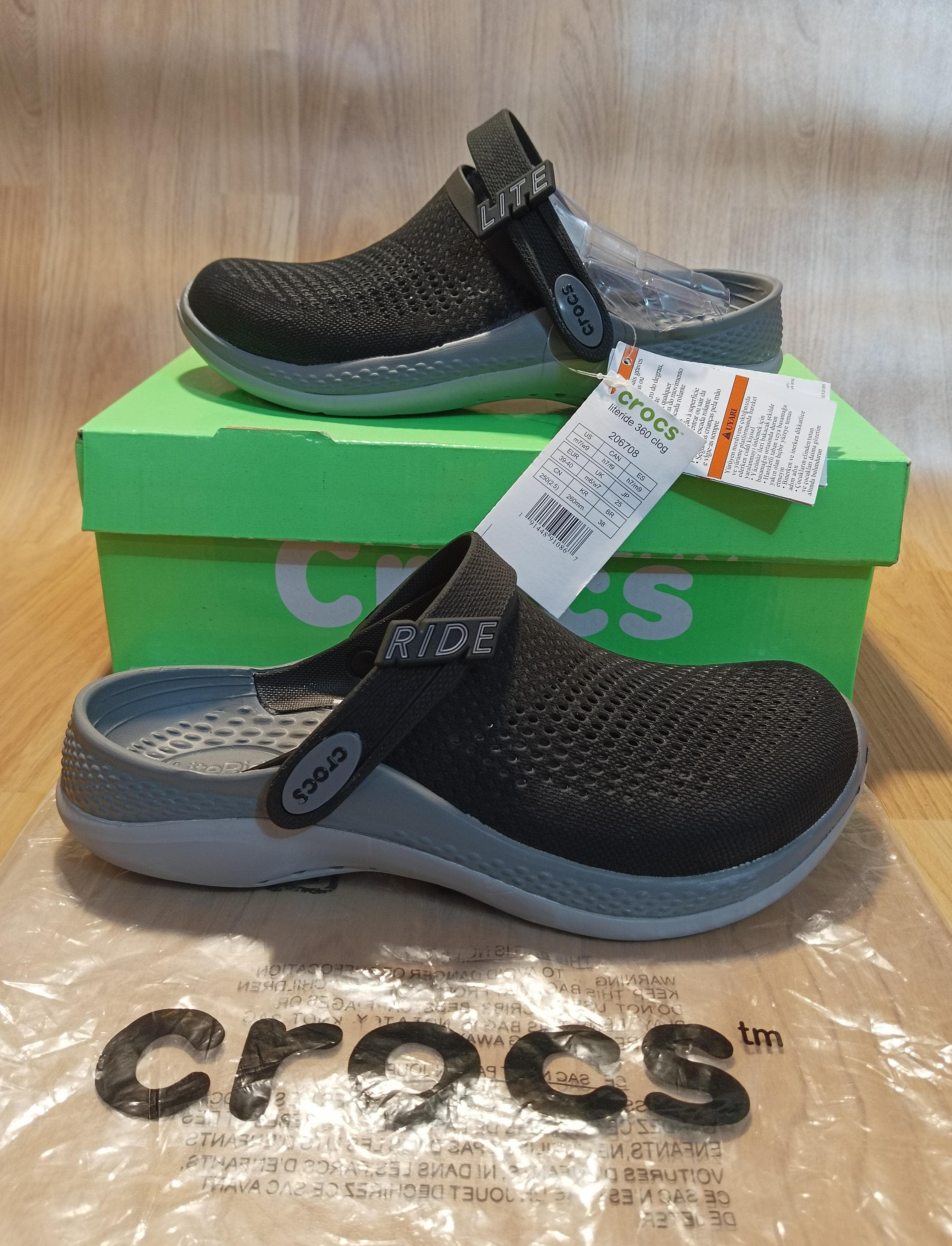 Crocs Literide 360 Clog Ultimate Comfort in Black Grey Entimessi