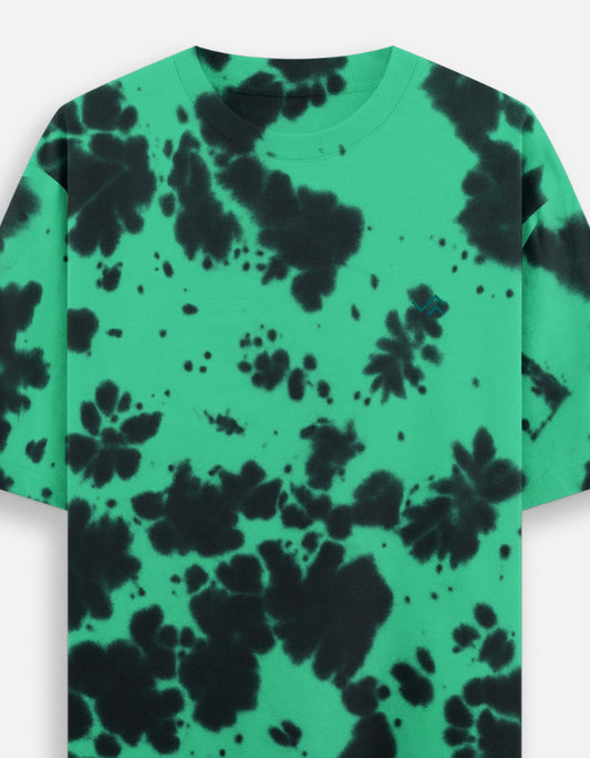 Entimessi Unisex Tie Dye Oversized T-Shirt Green Black