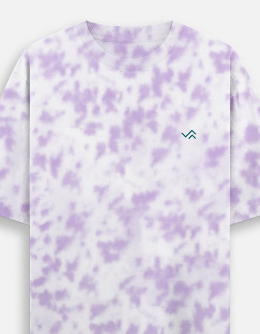 Entimessi Unisex Tie Dye Oversized T-Shirt White Lavender