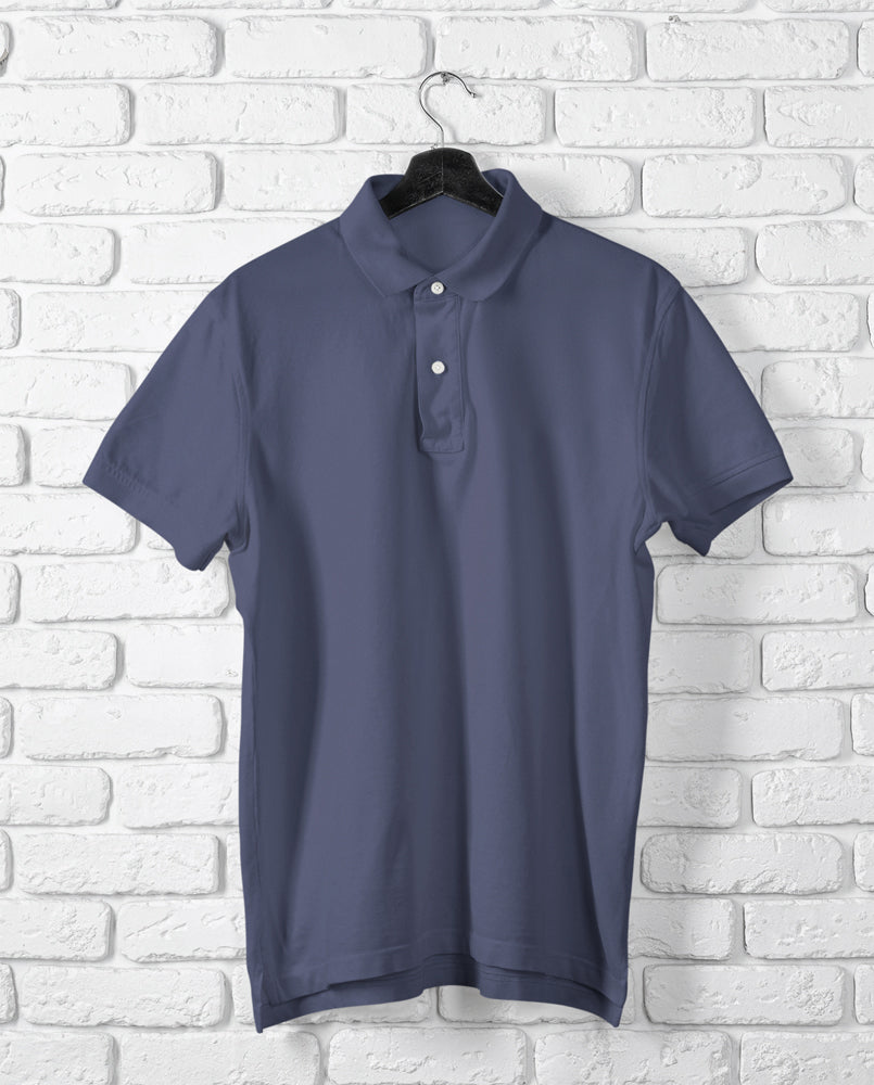 Unisex Grey Melange Cotton Polo T-Shirt