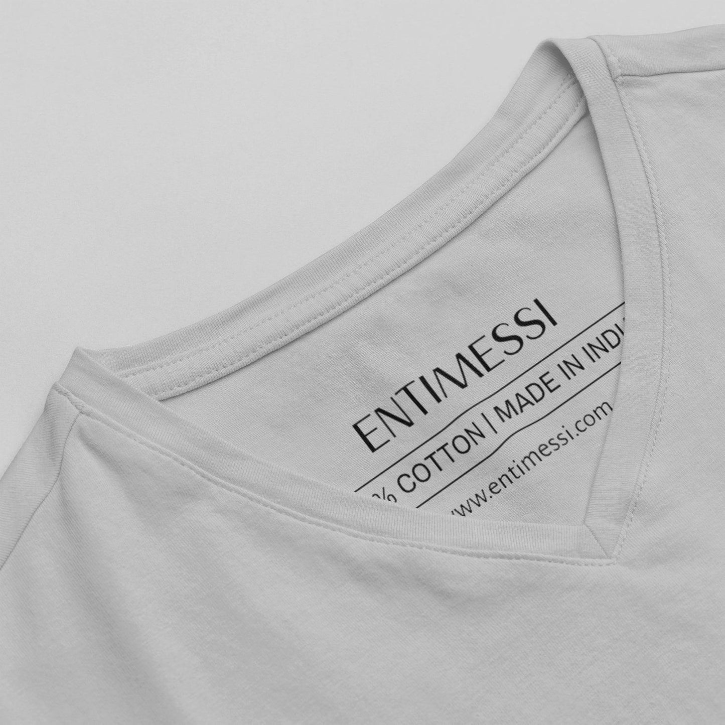 Grey Melange V-Neck Cotton T-Shirt | Essential Unisex Fit