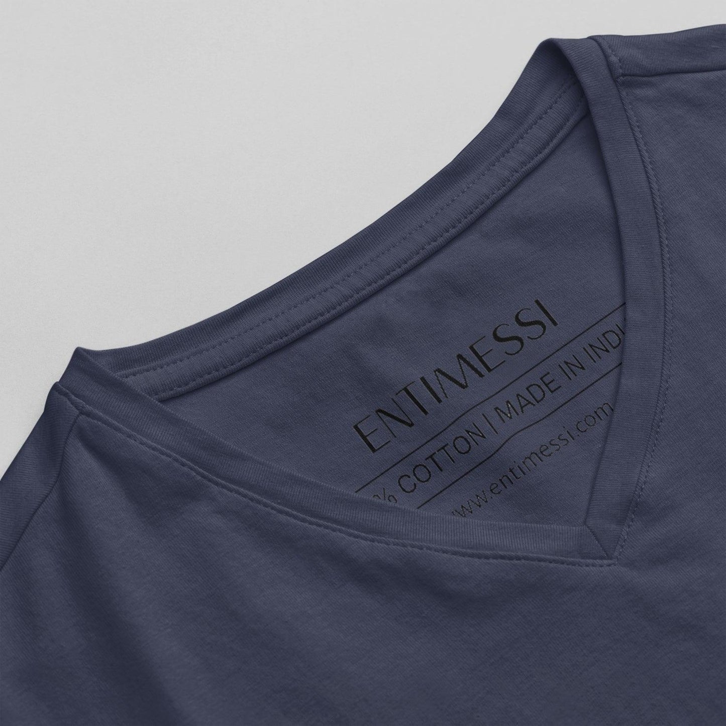 Navy Blue V-Neck Cotton T-Shirt | Essential Unisex Fit
