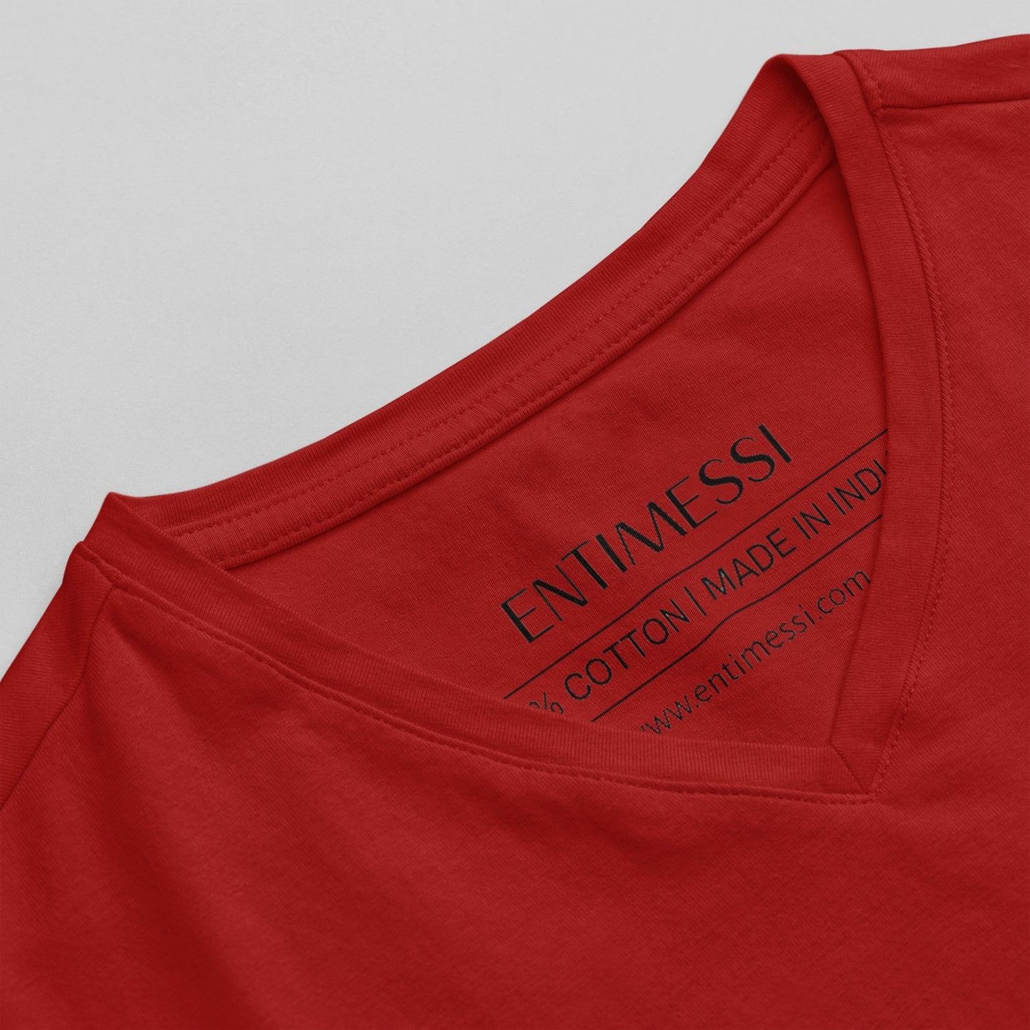 Cherry Red V-Neck Cotton T-Shirt | Essential Unisex Fit